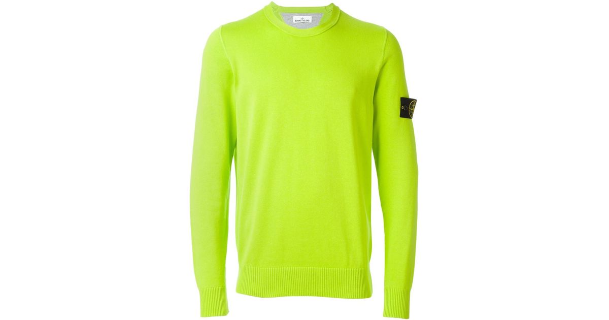 Stone Island Cotton Crew Neck Sweater in Green for Men - Lyst
