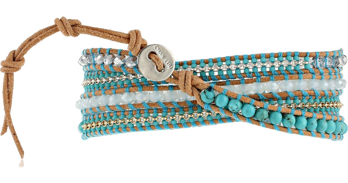 Chan Luu Blue 32 Turquoise Mixbeige Seed Bead Wrap Bracelet Chan Luu Blue 32 Turquoise Mixbeige Seed Bead Wrap Bracelet