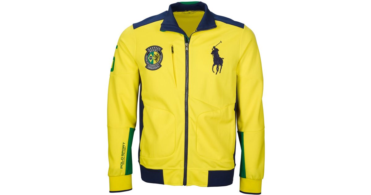 yellow polo jacket