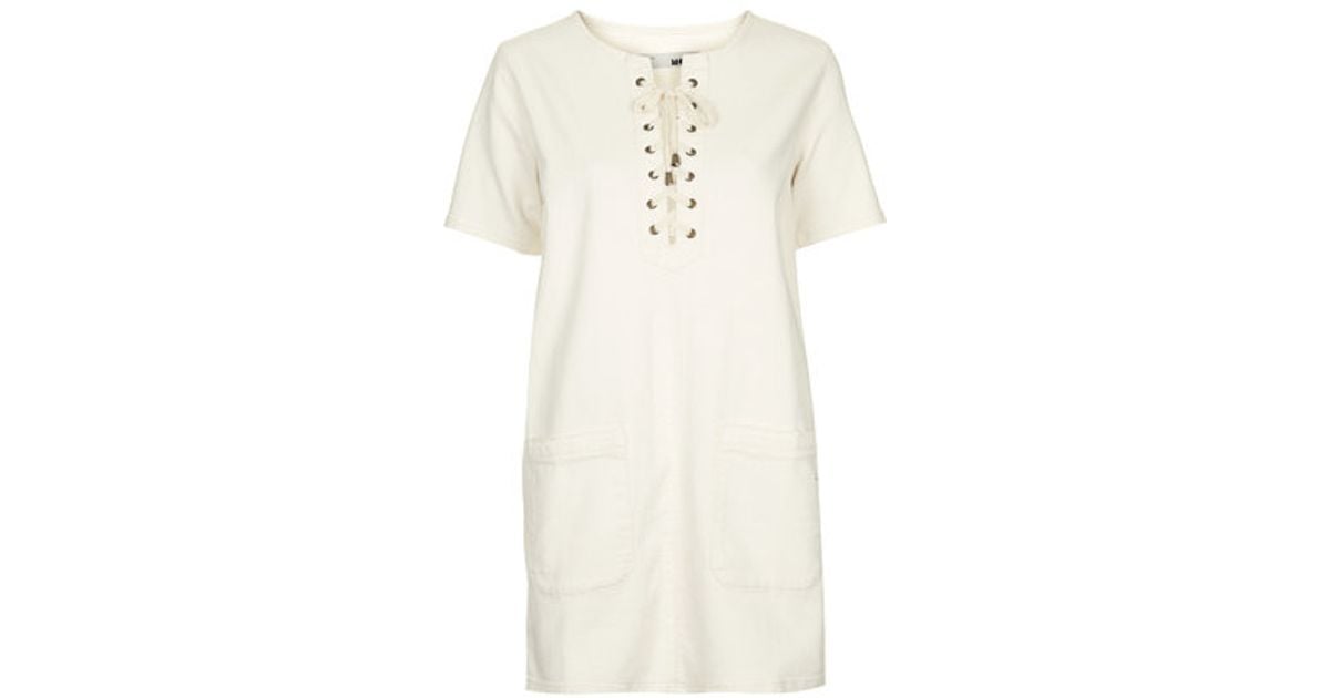 topshop white denim dress