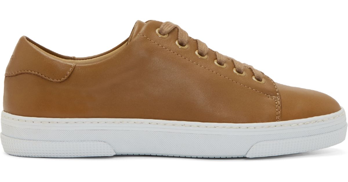 tan leather tennis shoes