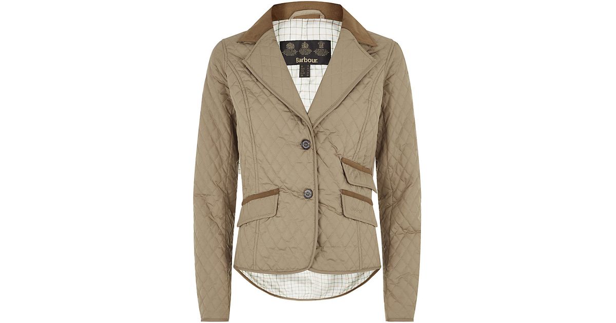 Barbour Downham Quilt Elbow Patch Jacket in Natural Lyst UK