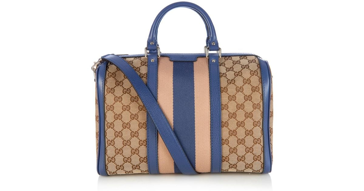 Gucci Boston Vintage Web Original Gg Medium Canvas Tote in Blue | Lyst