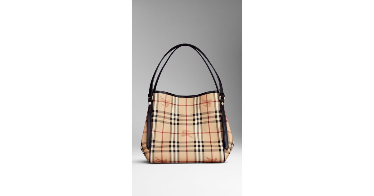 Burberry The Small Canter In Haymarket Check in Natural | Lyst