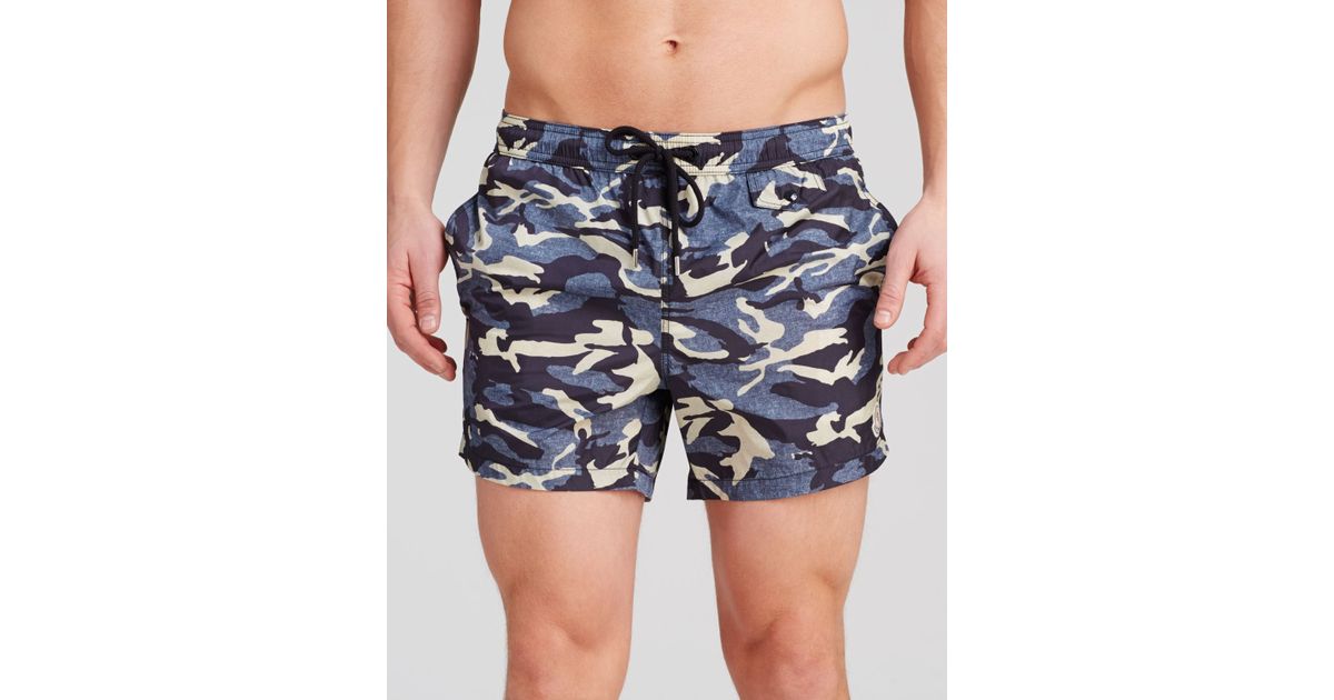 Moncler Camouflage Swim Shorts in Blue 