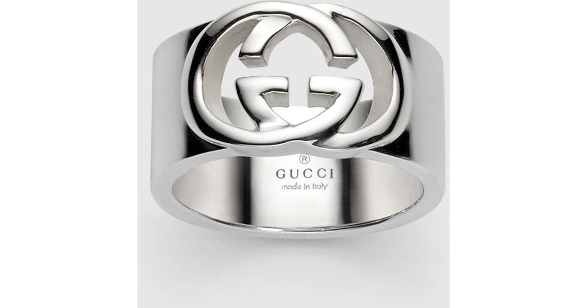 gucci wide ring with interlocking g motif