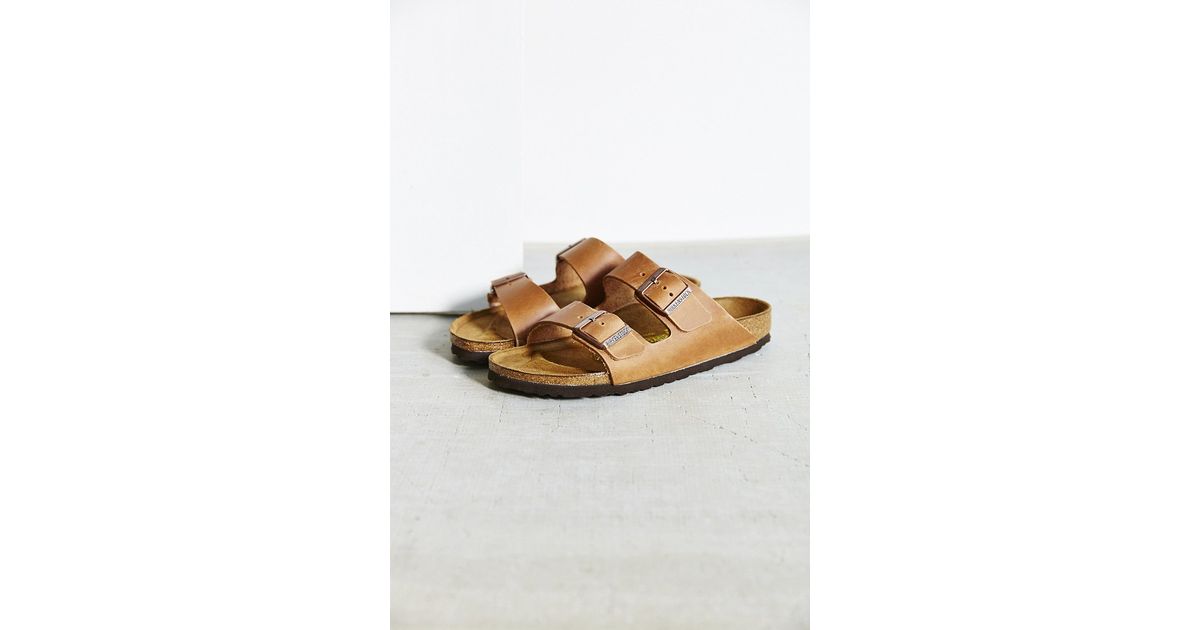 Birkenstock Antique Brown Leather Arizona Slide Sandal | Lyst