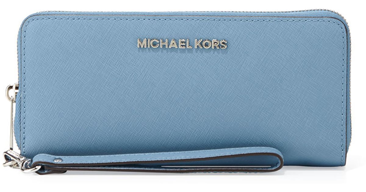 MICHAEL Michael Kors Leather Jet Set Travel Continental Wallet in Sky ...