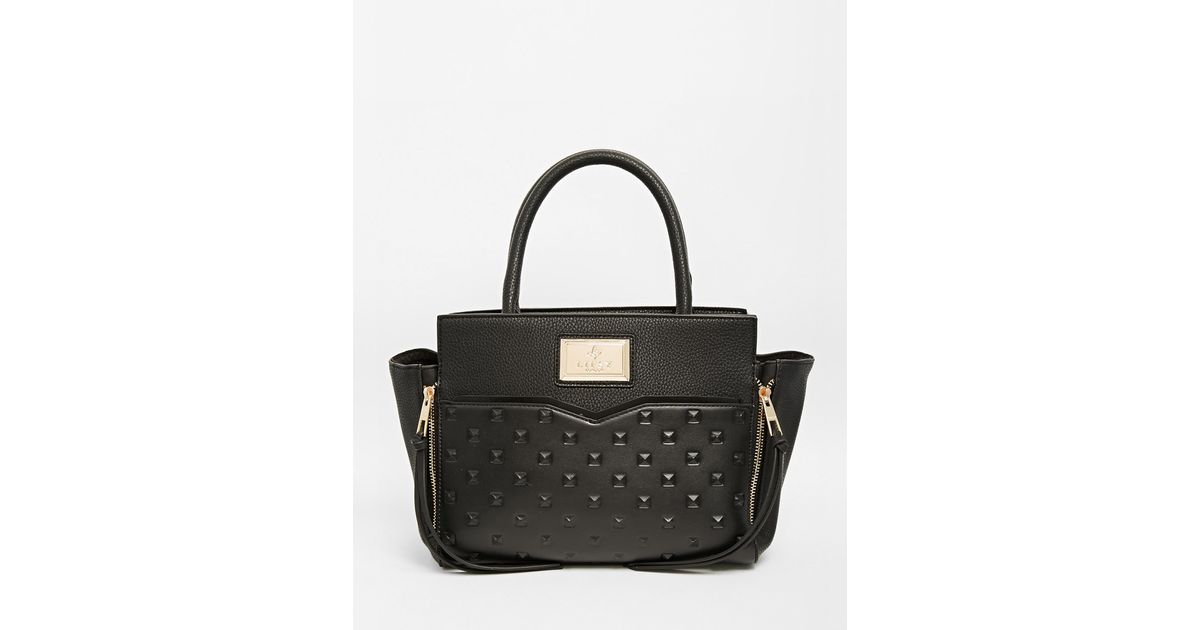Lyst Lipsy Black Studded Wing Tote In