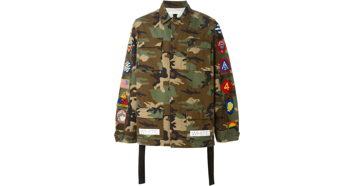 off white camo patch jacket