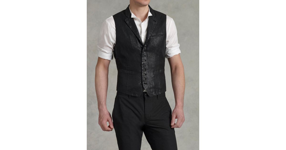 John Varvatos Multi Button Vest in Black for Men | Lyst