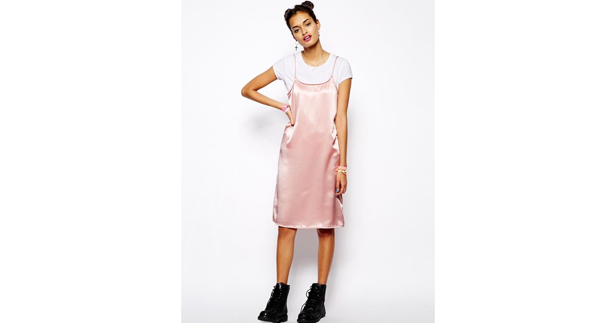 pink cami slip dress