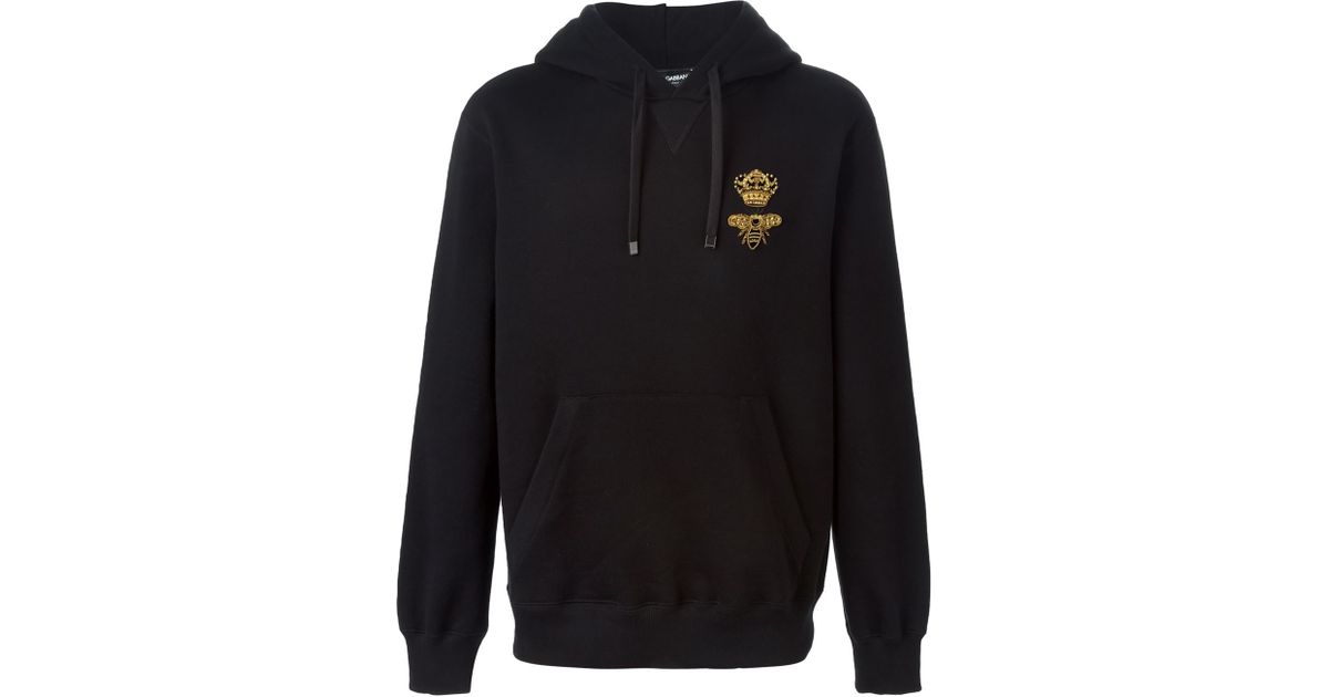 Dolce & Gabbana Bee And Crown Hoodie in Black for Men - Lyst
