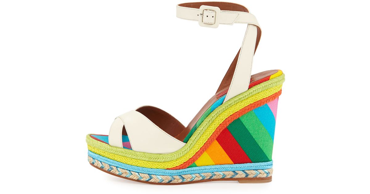 rainbow wedge sandals