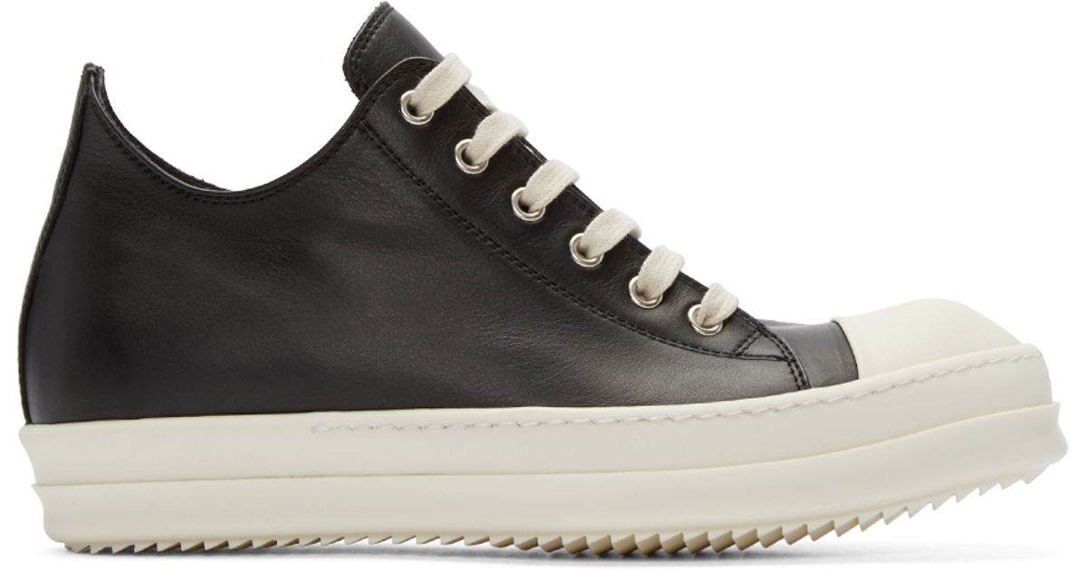 Rick Owens Black Leather Low-top Sneakers for Men - Lyst