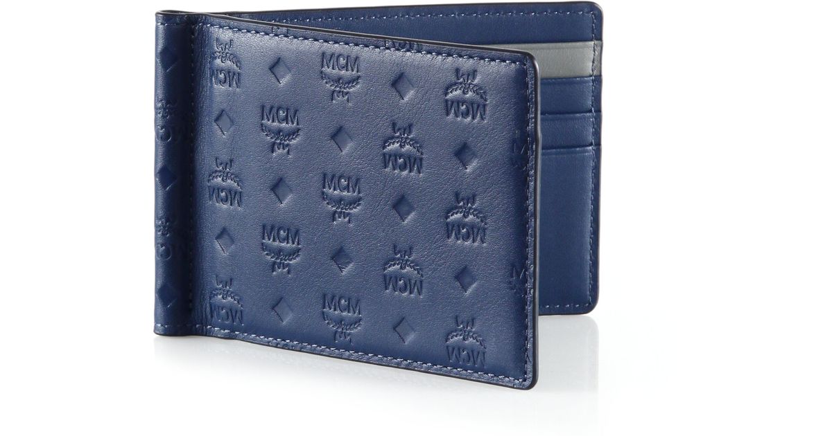 MCM Sigmund Money Clip Wallet in Navy (Blue) for Men - Lyst