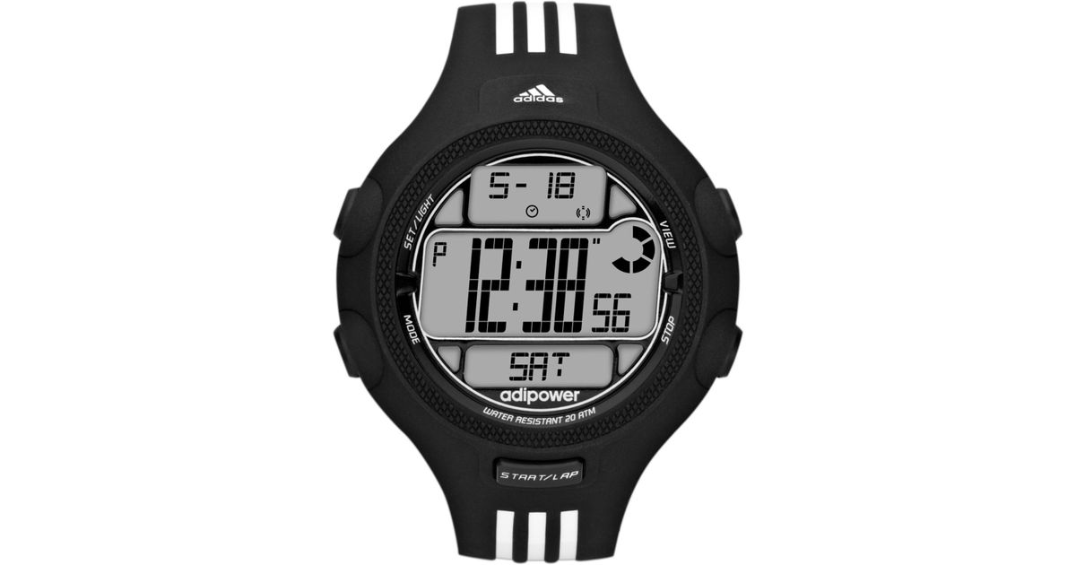 adidas Performance Unisex Digital Adipower Black And White Stripe  Polyurethane Strap Watch 50mm Adp3120 for Men | Lyst