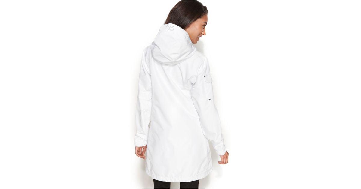 white raincoat with hood