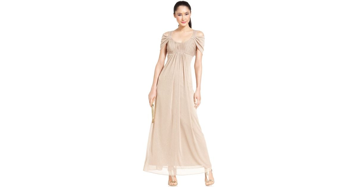 alex evenings cold shoulder gown
