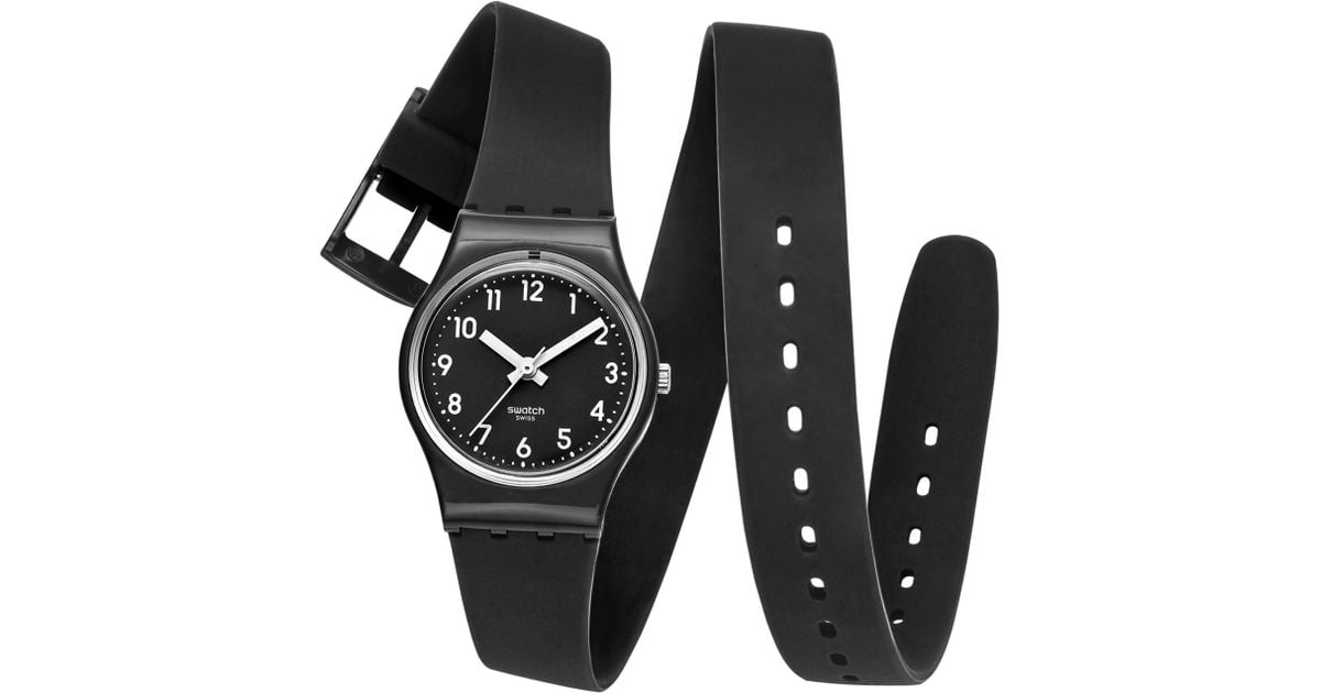 Swatch Women's Swiss Lady Black Black Silicone Wrap Around Strap 25mm Lb170  | Lyst