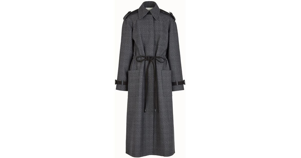 Fendi Wool Overcoat in Grey (Gray) - Lyst