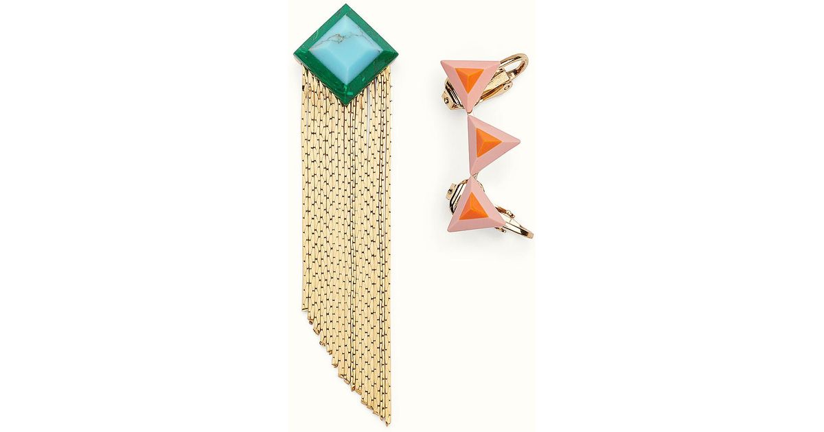 Lyst Fendi Rainbow Earring In Green