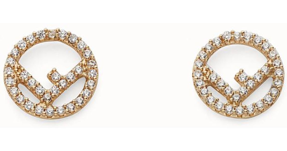 Fendi Logo Earrings Logo Earrings in Gold (Metallic) Lyst