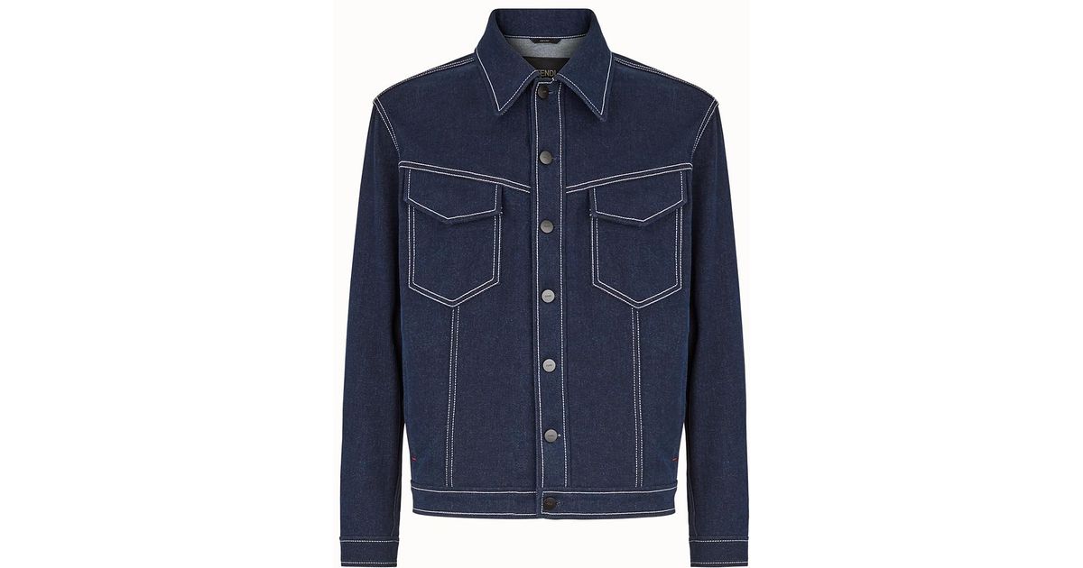 Fendi Mens Blue X Fila Mania Denim Jacket for Men | Lyst