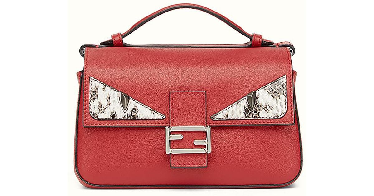Fendi Leather Double Micro Baguette Double Micro Baguette in Red - Lyst