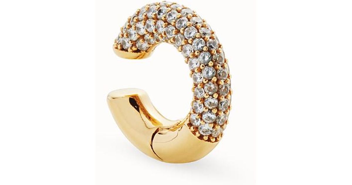Fendi Small Cubic Zirconia Ear Cuff in Soft Gold/ Crystal (Metallic) Lyst