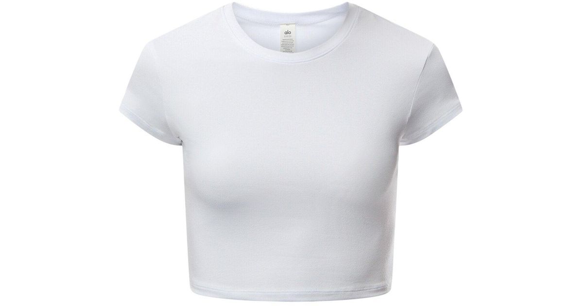Alo Yoga Alosoft Crop Finesse Short Sleeve in White | Lyst UK