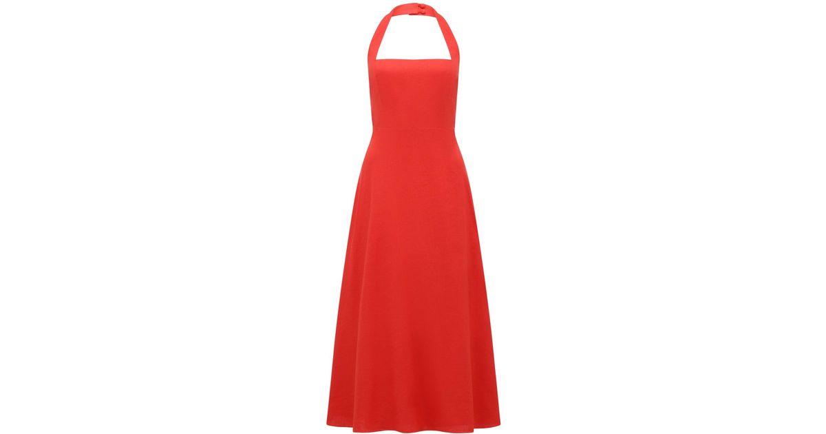 Forever New Stevie Halter Neck Midi Dress in Red | Lyst UK