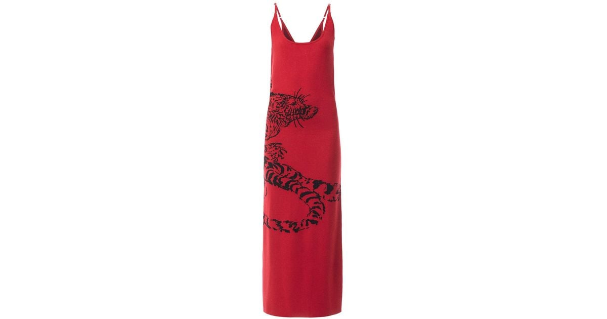 Ed Hardy Women's Snow Tiger Knitted Maxi Dress in Red | Lyst UK