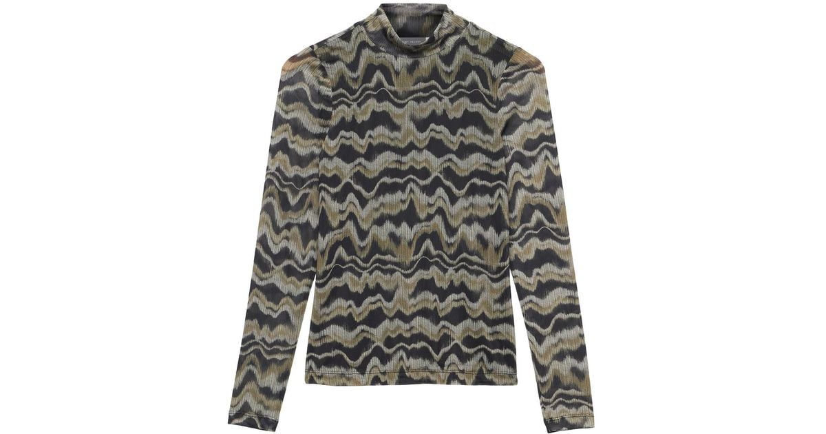 Mint Velvet Women's Neutral Abstract Print Mesh Top in Grey Lyst UK