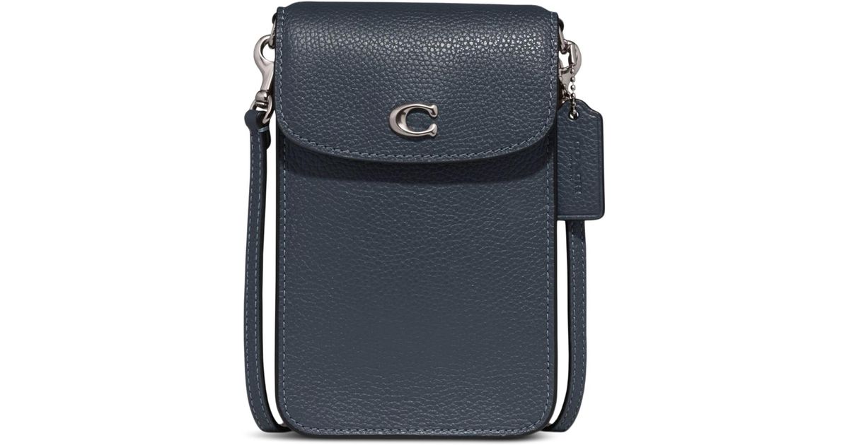 Coach Polished Pebble Leather C Phone Crossbody Black