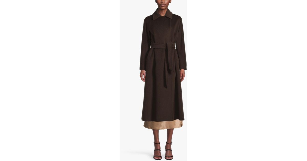 Max Mara Studio Women's Cielo Belted Wool Maxi Coat in Black | Lyst UK