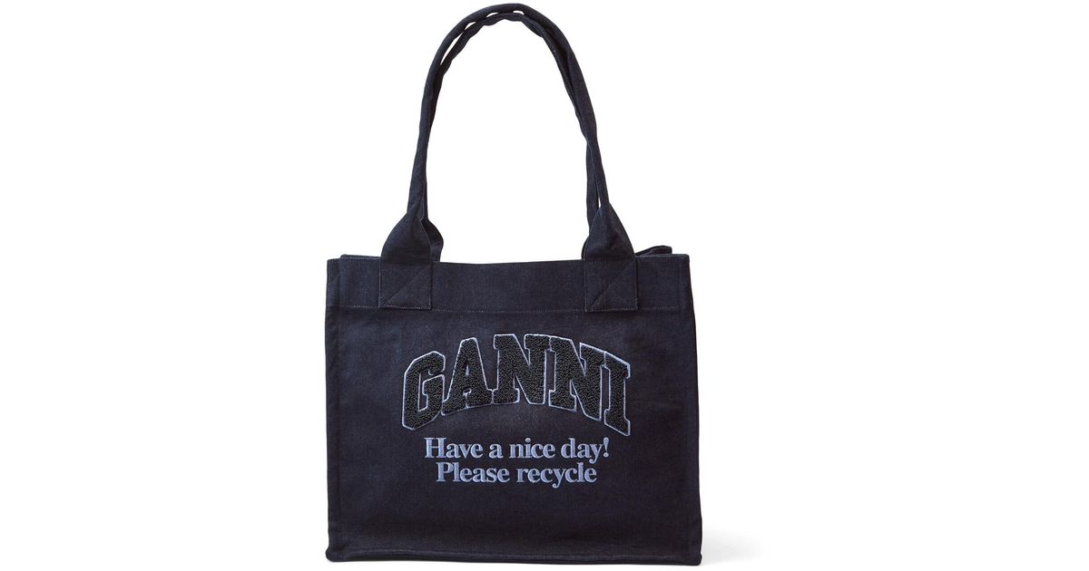 Ganni Women's Large Easy Shopper Denim in Blue | Lyst UK