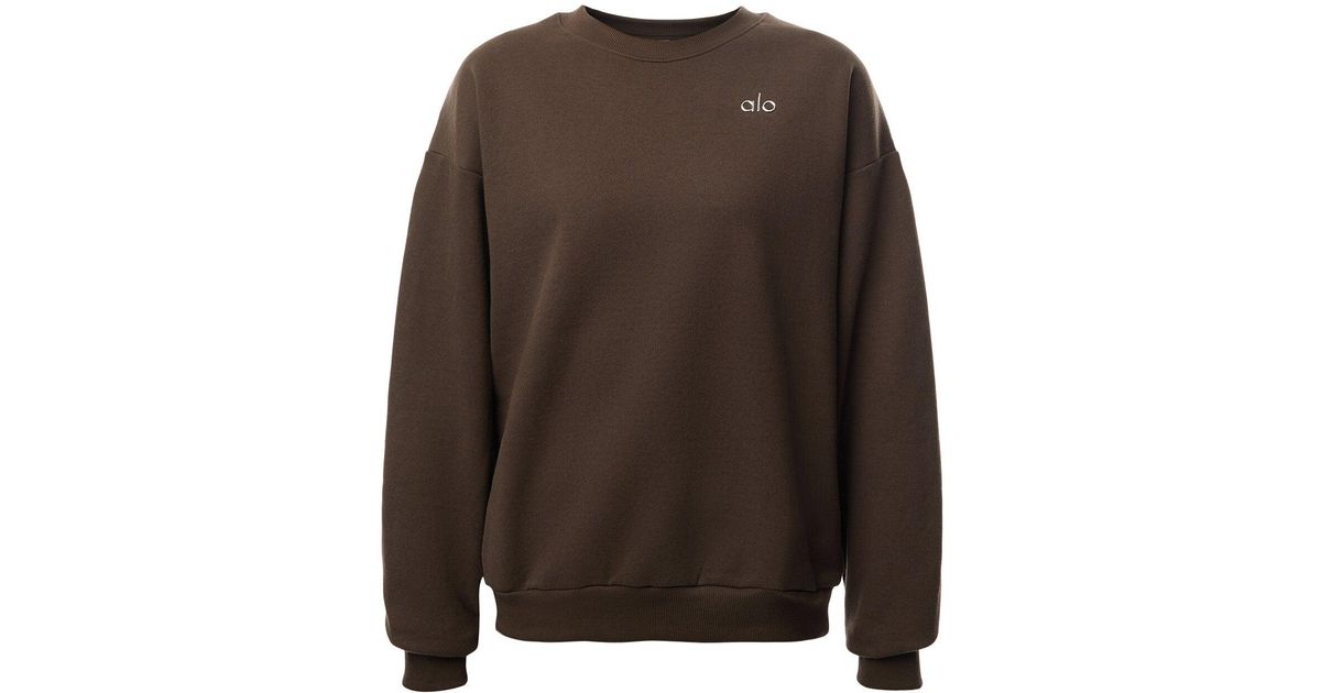 Alo Yoga Accolade Crew Neck Pullover in Brown | Lyst UK