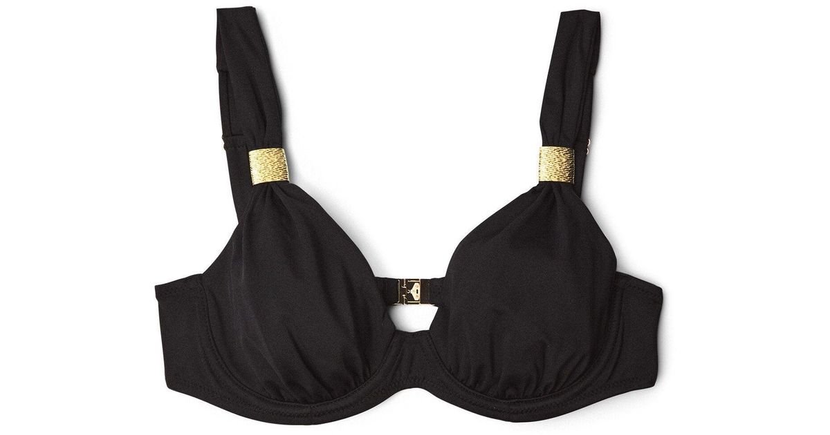 Heidi Klein La Bocana Slider Plunge Bikini Top in Black | UK