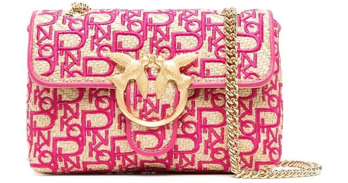Pinko Love Mini Puff Soft Rafia Magenta Crossbody Bag in Pink Lyst UK