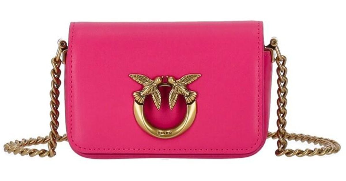Pinko Love Click Micro Fuchsia Crossbody Bag in Pink | Lyst