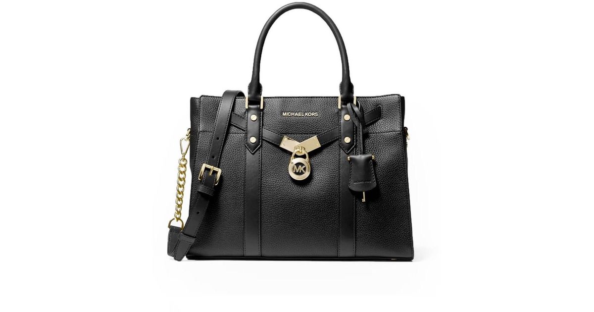 Michael Kors Nouveau Hamilton Large Satchel Bag Black | Lyst