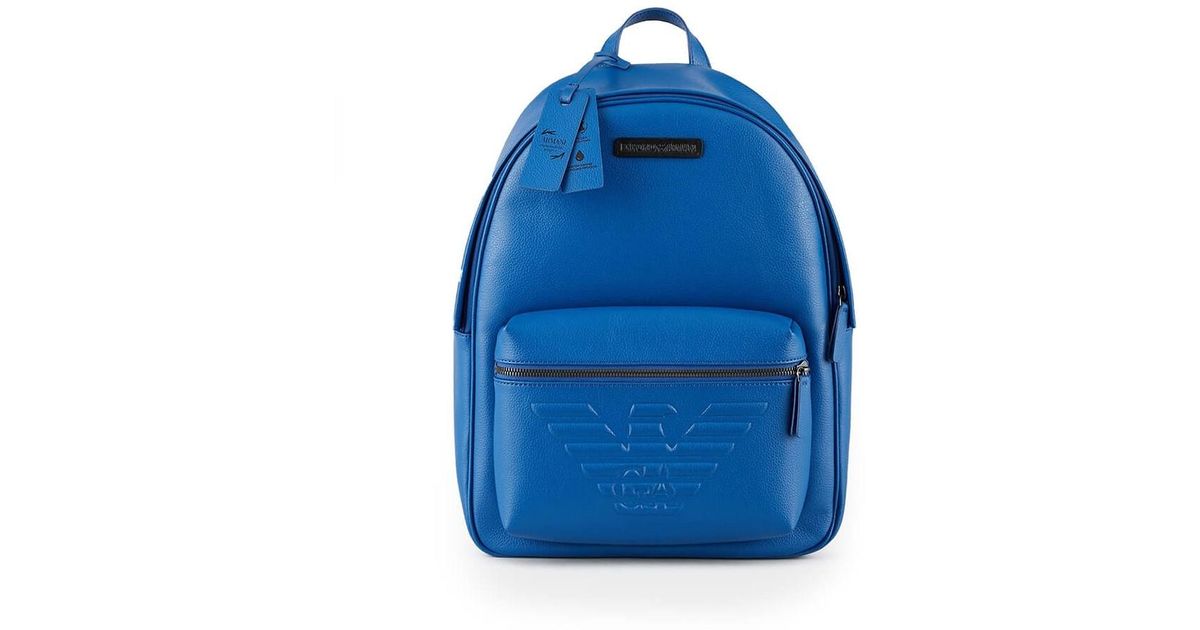 blue leather rucksack