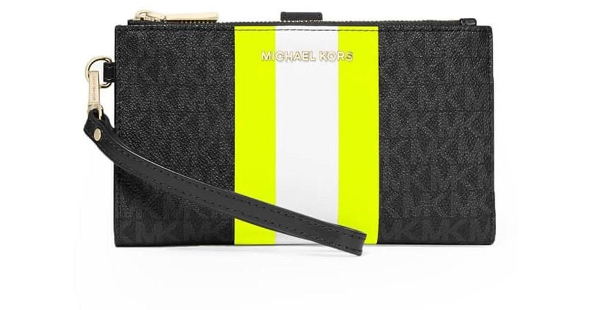 MICHAEL Michael Kors Adele Logo Stripe Smartphone Wallet in Black | Lyst