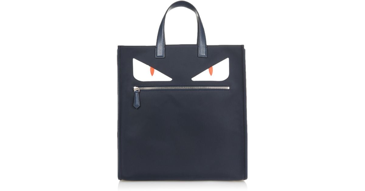Lyst Fendi Bag Bugs Leather And Nylon Tote In Blue For Men