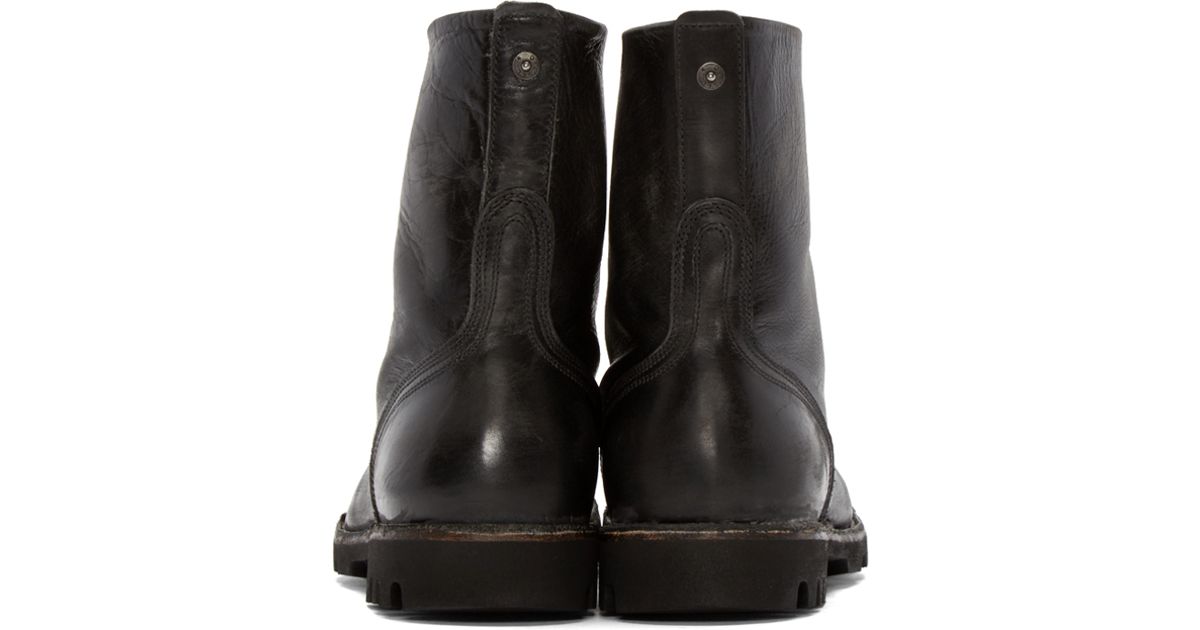 bainx short combat boot with suede collar