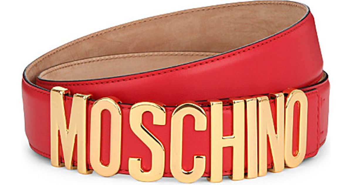 Moschino Letters Leather Belt in /r/e/d 