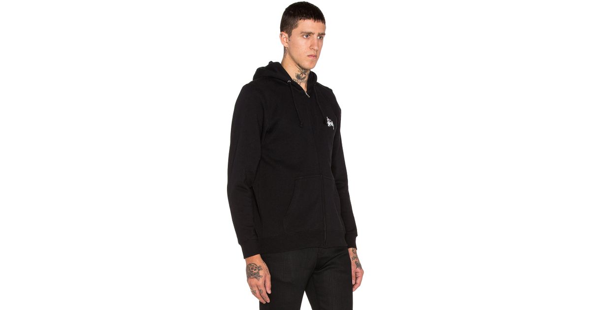 Stussy Basic Logo Zip Hoodie in Black for Men | Lyst