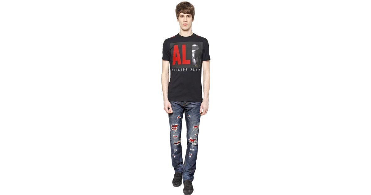 Philipp Plein Muhammad Ali Printed Cotton T-Shirt in Black for Men | Lyst
