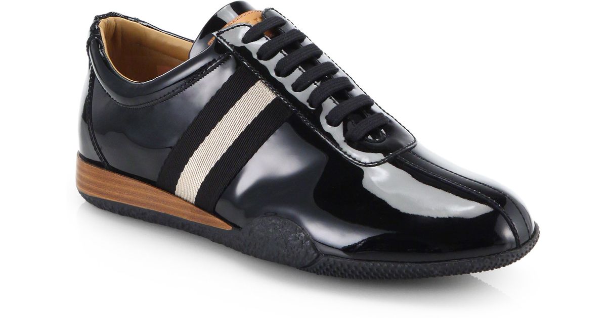 Bally Patent Leather Lace-Up Sneakers in Black for Men - Lyst
